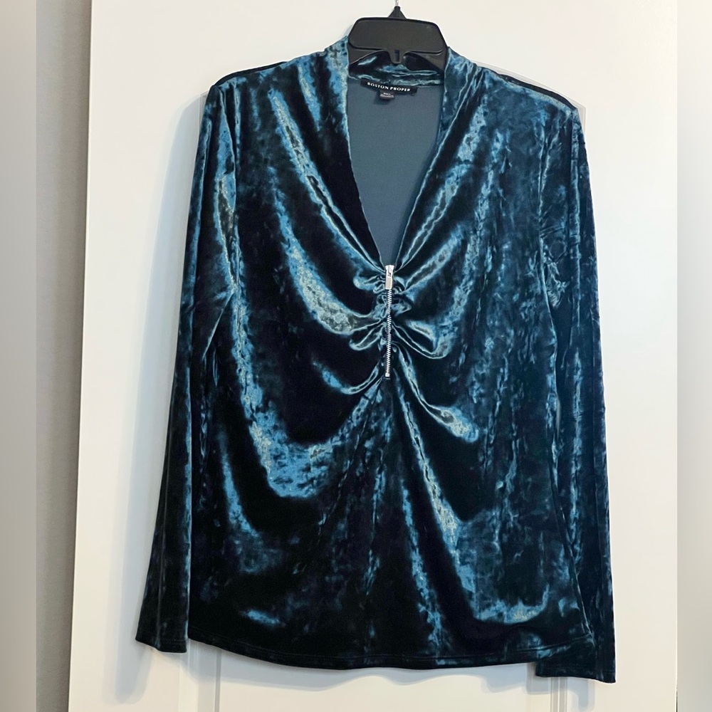 Women’s Boston Proper Teal Velvet Blouse
Size L